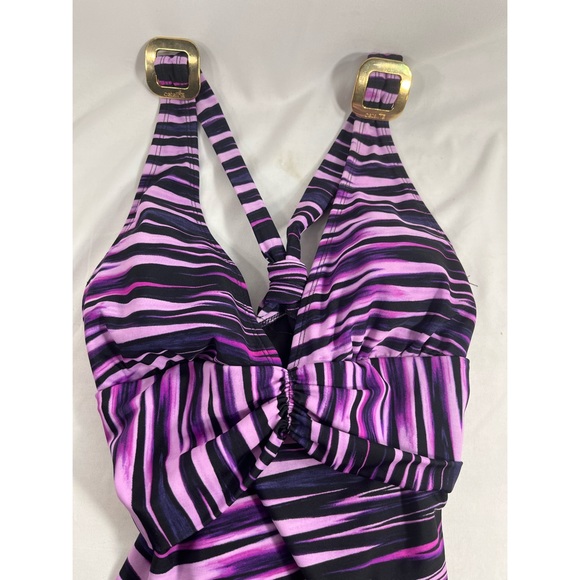 NWOT Catalina Women’s Swimsuit Purple Stripe Sz XL (12-14) Still Has Protection - Picture 4 of 9